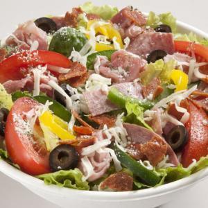 Italian Garden Party Salad · Serves 10 guests. Fresh lettuce, baby spinach, green peppers, provolone cheese, banana peppers and Roma tomatoes.