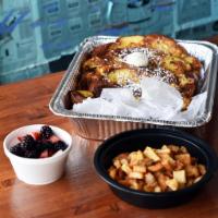Banana Bread French Toast Family Meal · 8 slices of housemade banana bread dipped in vanilla orange batter then grilled to perfectio...