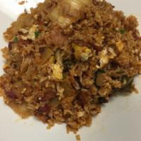 F3. Kimchi Fried Rice · Stir-fried rice with kimchi, scallion and egg. Hot and spicy.