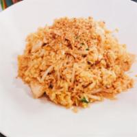 F7. Sriracha Pad Thai Fried Rice · Stir-fried rice in a famous Pad Thai sauce, bean sprout, scallion, egg and ground peanut wit...
