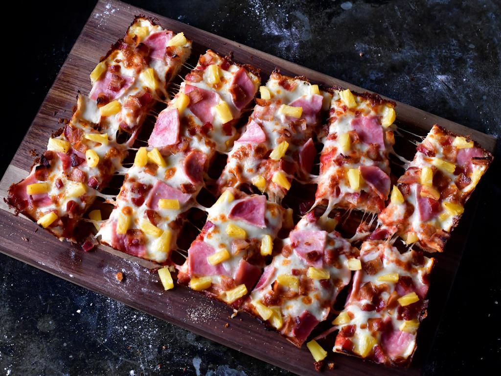 Small Hawaiian Pizza · Premium mozzarella, ham, bacon and pineapple.