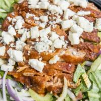 Buffalo Chicken Salad · Crispy fried chicken, tossed in your choice of mild or hot Buffalo sauce, served atop a bed ...