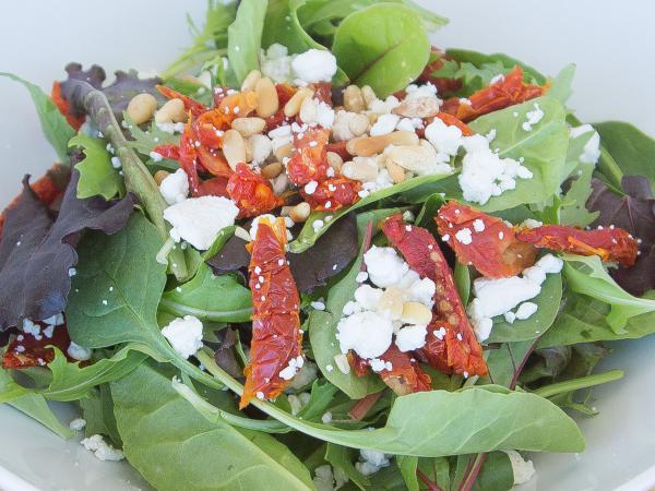 R.P.V. Salad · Mixed gourmet baby greens, goat cheese, sun-dried tomatoes, pine nuts and balsamic vinaigrette dressing. 