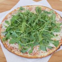 R.P.V. Special Pizza · Fat tomato, garlic, goat cheese, basil and fresh arugula. 