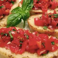 Bruschetta Bread · Toasted bread with diced tomatoes, garlic and basil or eggplant.