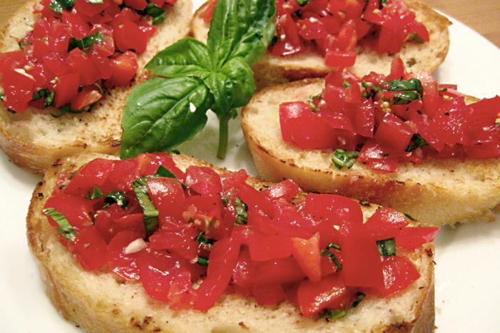 Bruschetta Bread · Toasted bread with diced tomatoes, garlic and basil or eggplant.