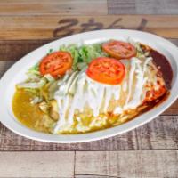 Burrito Mojado · Our specialty burrito covered in your choice of salsa, filled with rice, beans, choice of me...