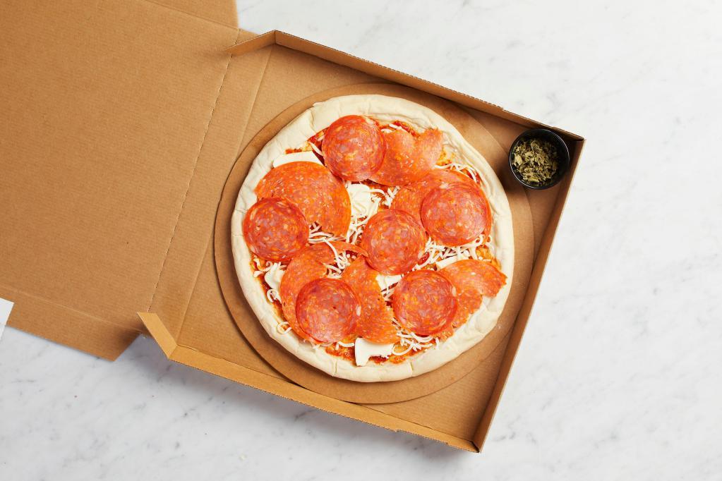 Take and Bake Pepperoni Pizza · READY TO BAKE - Rustic and spicy pepperoni with fresh mozzarella and wild Geek oregano.