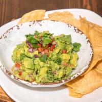 guacamole and chips · hand-smashed avocado with gluten-free corn chips and fresh pico de gallo