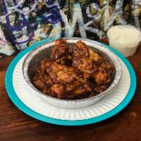 BBQ Wings · 10 pieces. Baked. Side of Ranch included