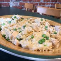 Chicken Risotto · Chicken brest, fresh peas, rice topped in our white creamy sauce and parmesan on the top. Gl...