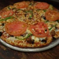 The Complete Combo Pizza · Salami, pepperoni, Canadian bacon, mushrooms, onions, green peppers, black olives, tomatoes,...