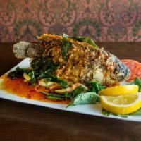 Crispy Red Snapper with Thai Chili Sauce · Hot and spicy.