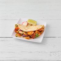 Cancun Shrimp Taco · Grilled shrimp, Mexican slaw,  pineapple, pico de gallo, chipotle mayo and cilantro.