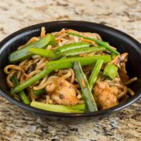 Chicken Lo Mein · Rice wine sauce, scallions, garlic, onions, carrots, white mushrooms and egg noodles.