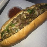 Philly Cheesesteak Sandwich · Combination of thinly sliced beef and lots of melted cheese.