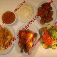 C. Ecuadorian Combo  · 1 whole chicken, white rice, beans, sweet plantain, french fries and avocado salad.