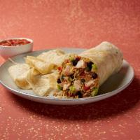 Homewrecker Junior Burrito · Served in a flour tortilla with seasoned rice, beans, shredded cheese, pico de gallo and hom...