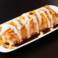 Wet Burrito · 12' steamed flour tortilla with choice of filling, rice, beans (black, pinto or refried), ch...
