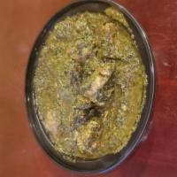 Chicken Saag · Boneless chicken and creamy spinach cooked in tomato onion gravy and tempered with mustard s...