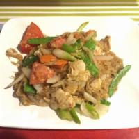Pad Woon Sen · Stir-fried woon sen noodles with choice of meat, carrots, peapods, green and white onions, t...
