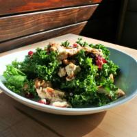 The Kale Salad · Kale, feta, carrots and dried cranberries, tossed with lemon vinaigrette.