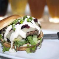 Chipotle Turkey Burger · All natural ground turkey, jalapeno Jack, lettuce blend dried cranberries, scallions and chi...