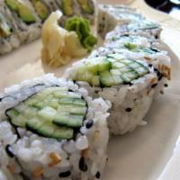 Cucumber Roll · Cucumber with seaweed paper on the inside.