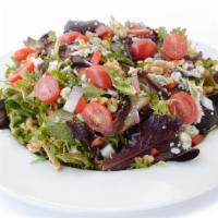Mixed Salad · Organic field greens, cherry tomatoes, walnuts, bell peppers, red onions, Gorgonzola, balsam...