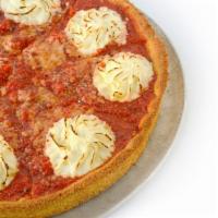 Meatball Deep Dish Pizza · Housemade meatballs, ricotta, onions, fresh mozzarella.