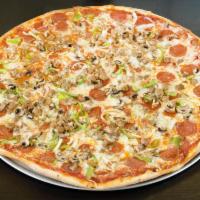 Supreme Pizza · Pepperoni, sausage, green peppers, onions and fresh mushrooms.