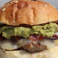 Bacon Cheeseburger · Antibiotic-free beef, cheddar cheese, bacon, avocado, B.GOOD sauce
