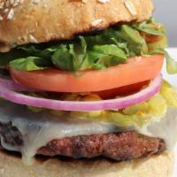 The Beyond Burger® · Beyond burger, cheddar cheese, lettuce, red onions, tomato, pickles, B.GOOD Sauce
