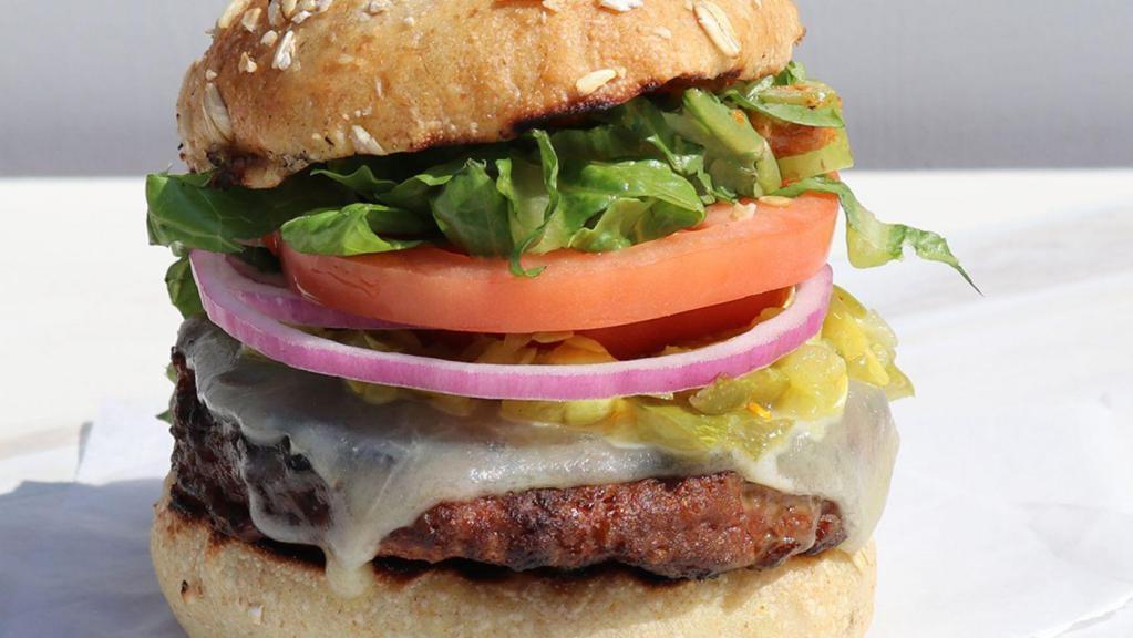 The Beyond Burger® · Beyond burger, cheddar cheese, lettuce, red onions, tomato, pickles, B.GOOD Sauce