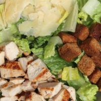 Chicken Caesar Salad · Antibiotic-free chicken breast, romaine lettuce, parmesan, croutons, Caesar vinaigrette