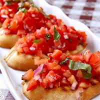 Bruschetta Love ·  Ciabatta bread, basil, tomato, garlic, olive oil, balsamic glaze.