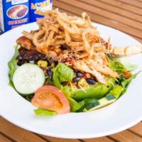 BBQ Ranch Chicken Salad · Grilled chicken breast, Applewood smoked bacon, fresh avocado, corn and black bean relish, s...