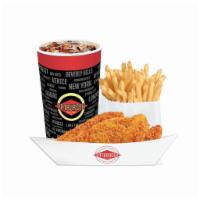 Kid's Meal Chicken Strips · Comes with fries and choice of drink.