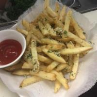 Parmigiana Fries · Sprinkled with parmigiana cheese and served with lime honey mustard or ranch.