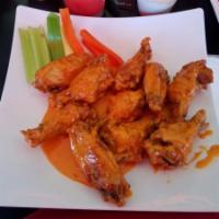 5 Piece Wings · Includes veggies and dressing.