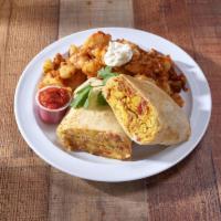 The Bronx Special · Meat breakfast burrito. Eggs, sausage, pepperoni, bacon and American cheese with homefries.