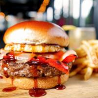 Hawaiian Burger · ½ lb Grilled Certified Angus Beef Patty*, Teriyaki Aioli, Grilled Pineapple, Grilled Red Bel...
