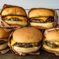 6 Pack of Single Fast Burgers · Six of Our Belcampo Thin Grass-Fed & Finished Beef Patty, American Cheese, Minced Onion, Pic...