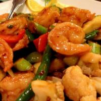 Shrimp with Garlic Sauce · Hot and spicy.