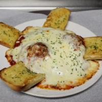 Oven Baked Spaghetti · Served with freshly baked garlic bread.