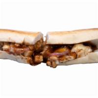 BBQ Chicken Sandwich · Sweet BBQ sauce, oven-roasted chicken breast, shaved red onion, mozzarella and smoked Gouda ...