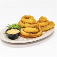 Onion Rings · Beer battered style with house dipping sauce.