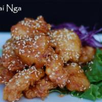 53. Kai Nga · Deep fried chicken mixed with sweet and sour sauce.
