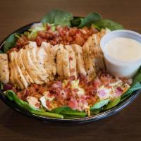 Chicken Coop Salad · 3 leaf blend, cheddar jack cheese, bacon, grilled chicken and red onions served with ranch d...