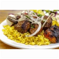 11. Lamb, Chicken and Beef Combo Platter · Served with naan, rice, salad, green chutney and choice of vegetable.